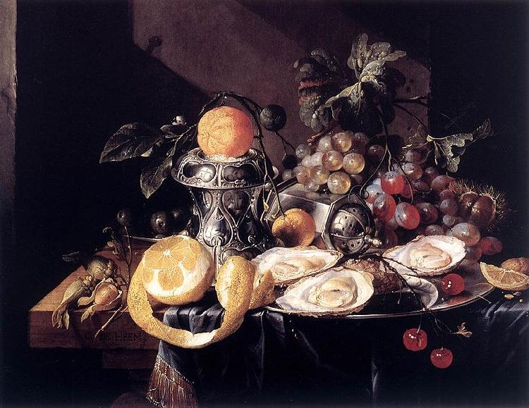 Cornelis de Heem Still-Life with Oysters, Lemons and Grapes